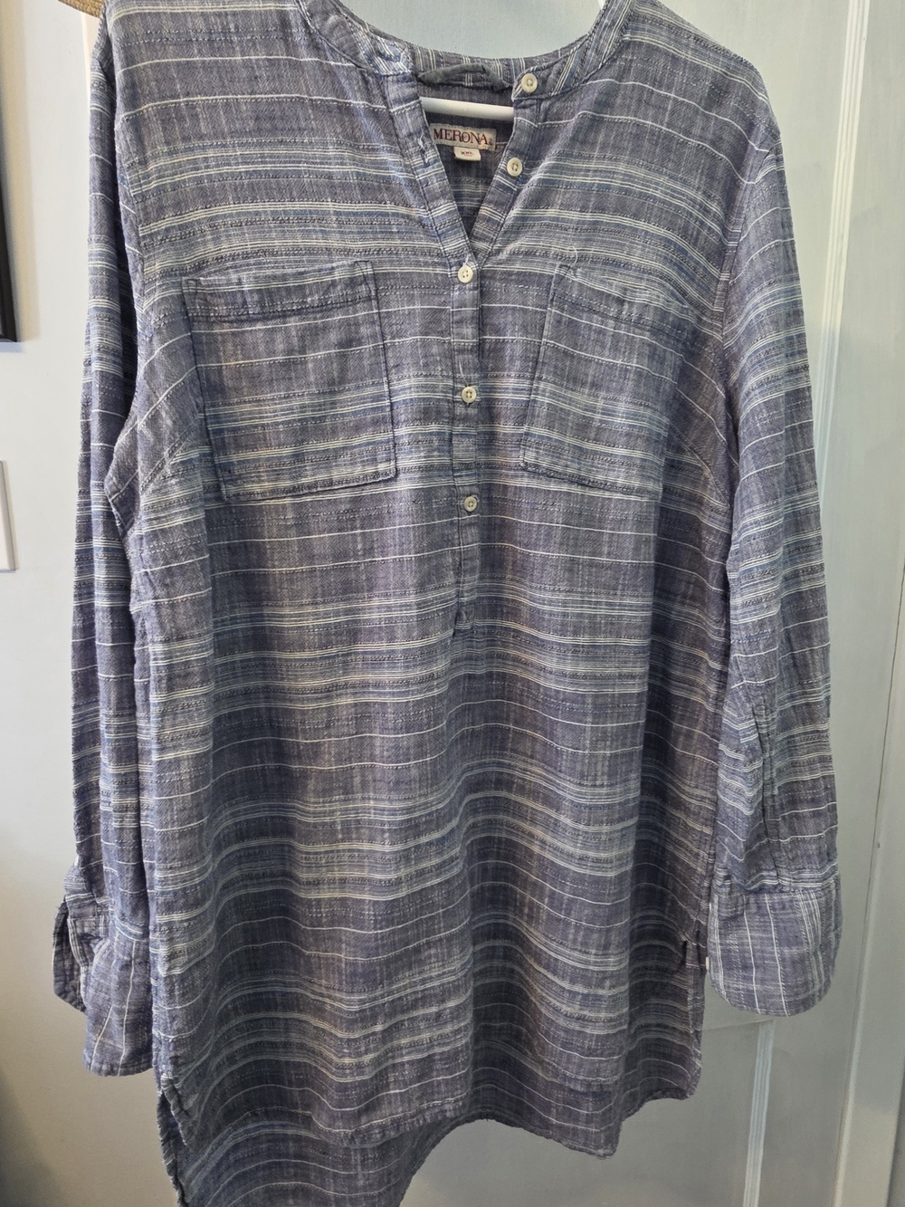 Merona Light Blue Striped Long-Sleeve Tunic